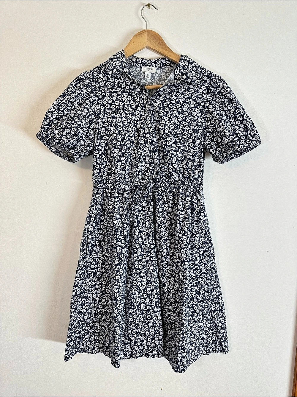J.Crew Floral Mini Dress Button Down in Navy & White Size 0
